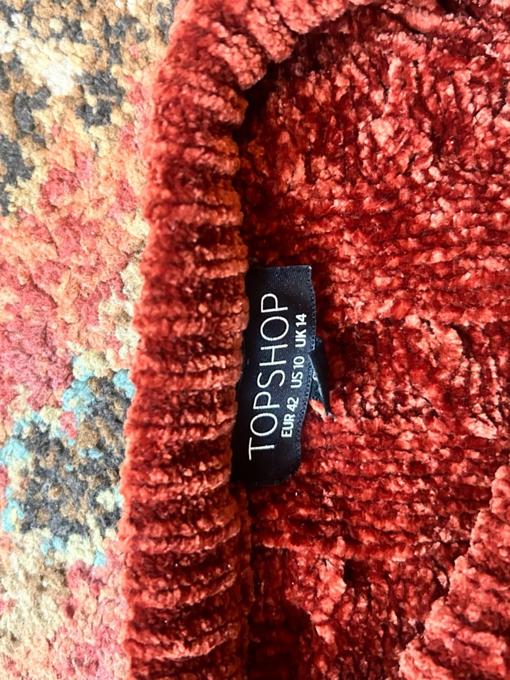 Topshop Deep Rust Chenille Crew Sweater